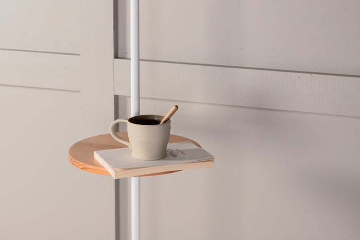 Fjôrd - Vloerlamp Wit Linnen - Marmer|Hout - Hattman