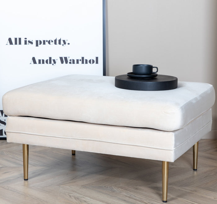 Fjôrd - Poef Beige|Goud - Velvet - Boom