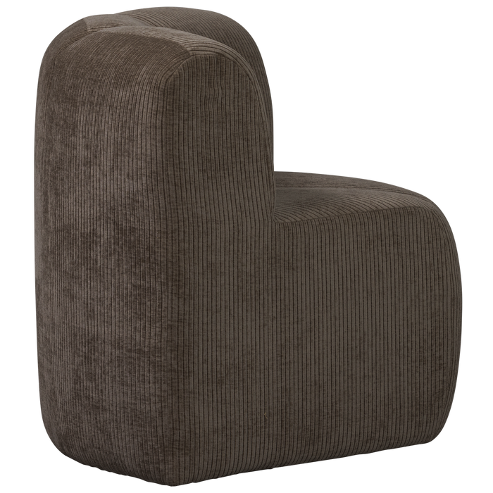 WOOOD Mojo Eetbankje Hoek Met Rugleuning - Ribstof - Bruin -88x86x86