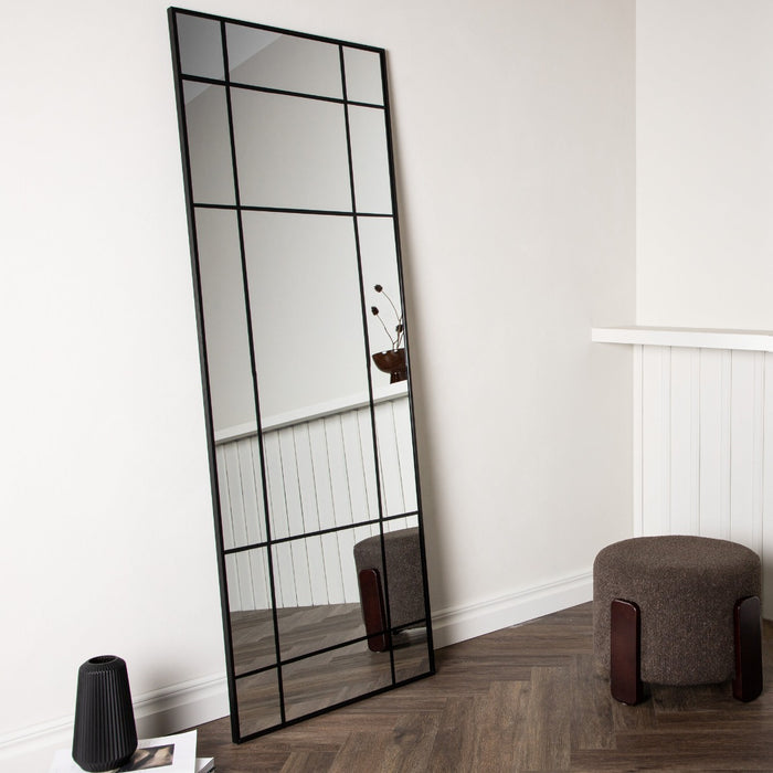 Fjôrd - Grote Spiegel Zwart - 67x193 - Glas - Lake