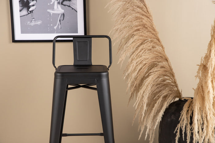 Fjôrd - Barkruk Zwart Met Rugleuning - Metaal - Tempe - Set van 4