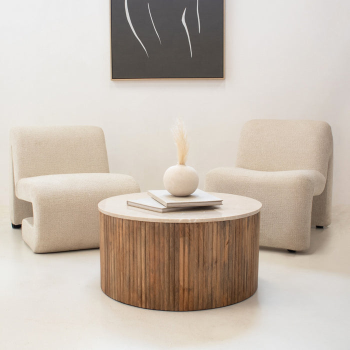 Giga Meubel - Salontafel Marmer Naturel - 70x70x35cm - Davi