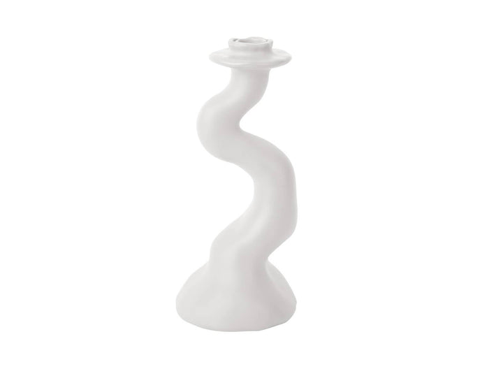 present time - Candleholder Organic Swirl medium polyresin white