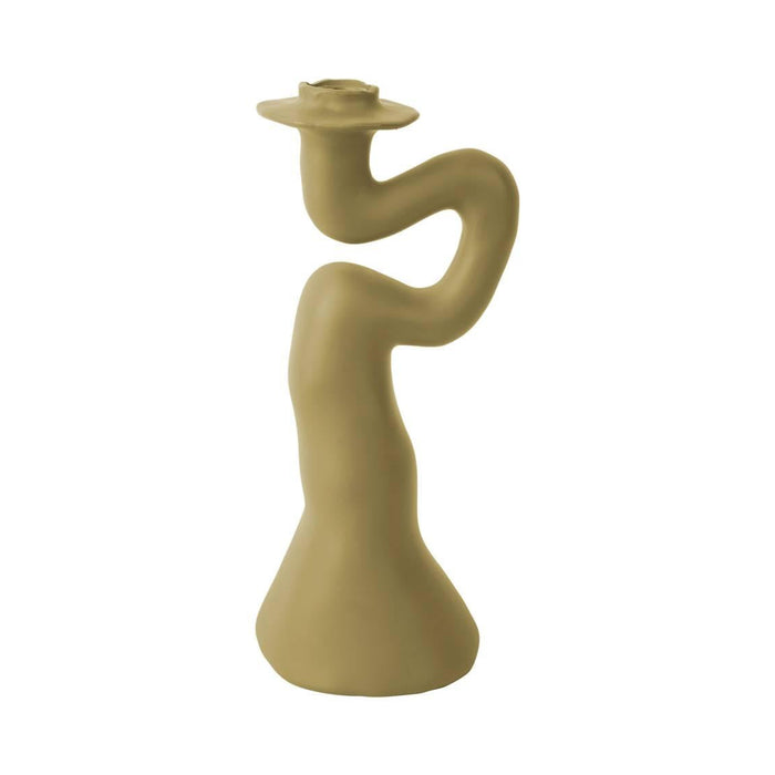 present time - Candleholder Organic Swirl large polyresin latte brown