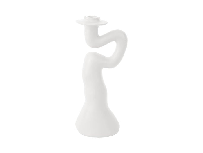 present time - Candleholder Organic Swirl large polyresin white