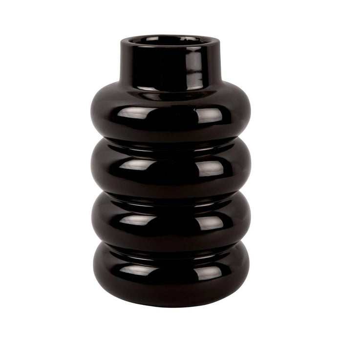 present time - Vase Bobbly Glazed ceramic large black