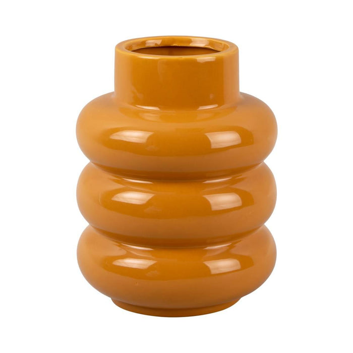 present time - Vase Bobbly Glazed ceramic medium ochre yellow