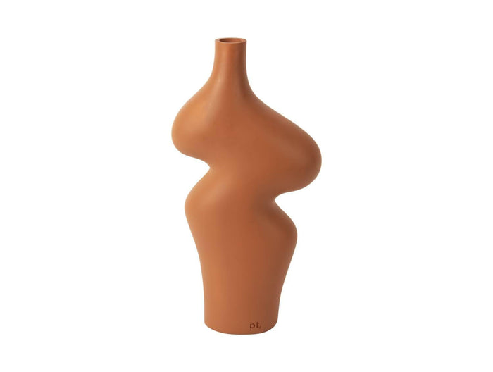 present time - Vase Organic Curves large polyresin burned orange