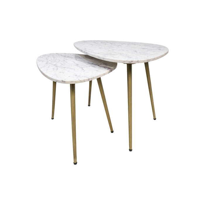 HSM Salontafel Marseille - 61x44x45|51x36x40 - Wit|goud