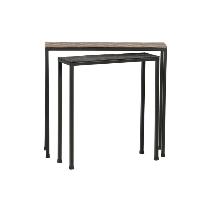 Woood Exclusive Lane bijzettafels set van 2 antique brass|zwart