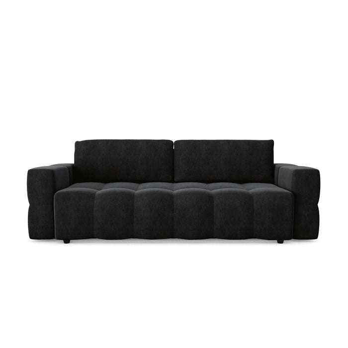 4-zits slaapbank met commode walnoot fluweel donker antraciet