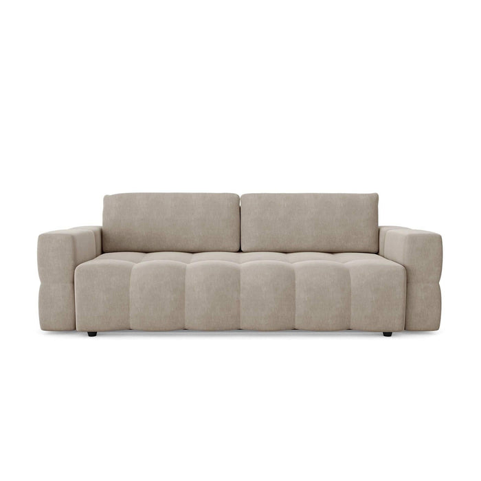 4-zits slaapbank kist walnoot fluweel taupe