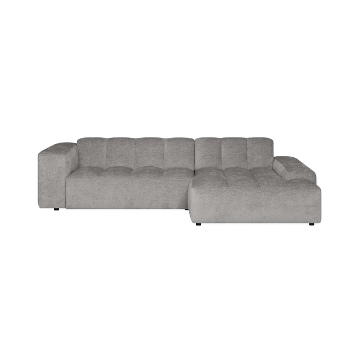 by fonQ Plume 3-zits Hoekbank met Chaise Longue Rechts - Chenille - Grijs