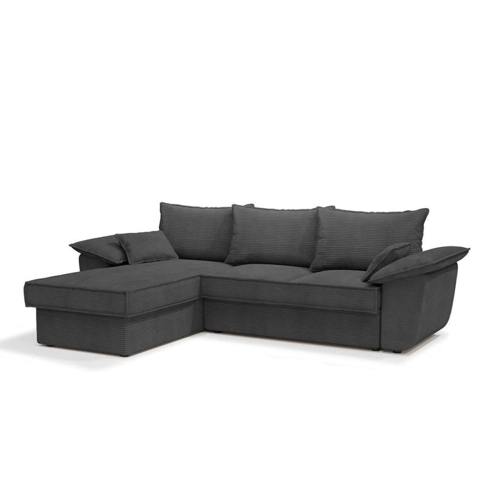 Sofa linker hoekcommode cabrio corduroy antraciet 257cm