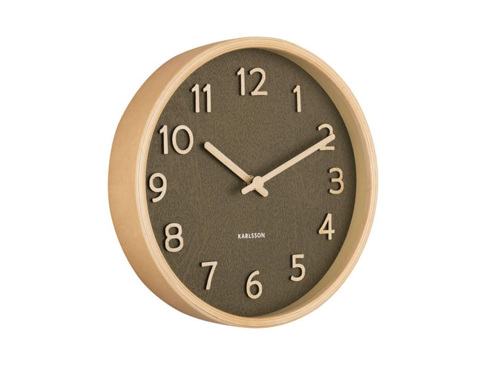 Karlsson - Wall clock Pure wood grain small moss green