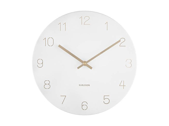 Karlsson - Wandklok Charm - Gegraveerde nummers - Wit - Ø35cm