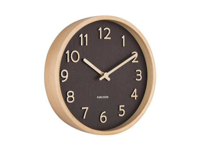 Karlsson - Wall clock Pure wood grain small black