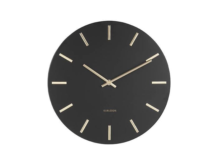 Karlsson Wandklok Charm - Staal Zwart Gouden wijzers - Small - Ø30cm