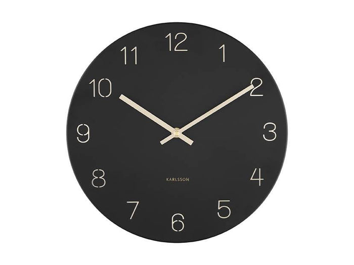 Karlsson - Wandklok Charm - Gegraveerde nummers - Zwart - Ø35cm