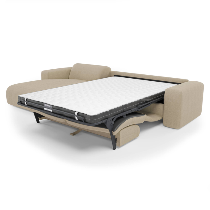 Hoekbank links dunlopillo crème ribfluweel 140cm