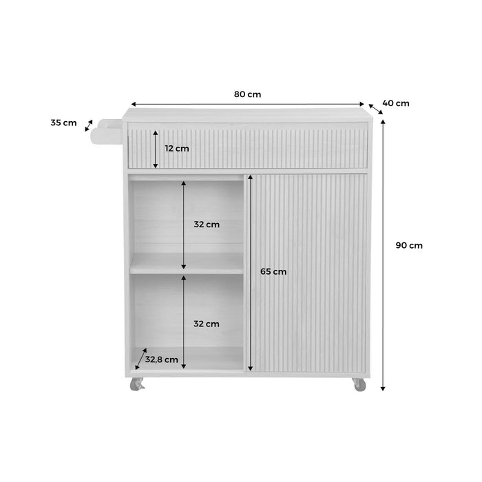 sweeek - Keukentrolley met houtdecor 1 handgreep 1 lade 2 deuren