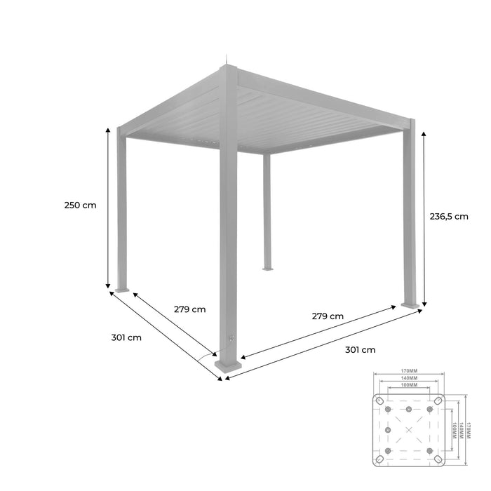 sweeek - Elektrische aluminium pergola met lamellendak, 3x3 m met
