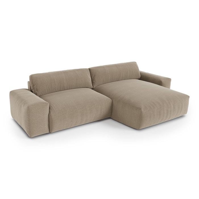 4-zits rechthoekige sofa in soft touch geweven stof blauw grijs 310cm