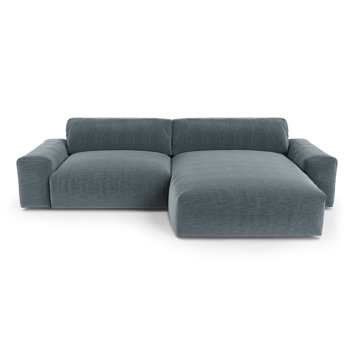 4-zits rechthoekige sofa in soft touch geweven stof blauw grijs 310cm