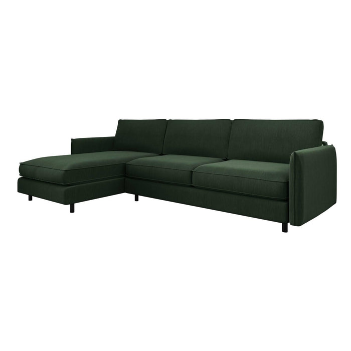 Slaapbank linkerhoek matras weefstof olijfgroen 140cm