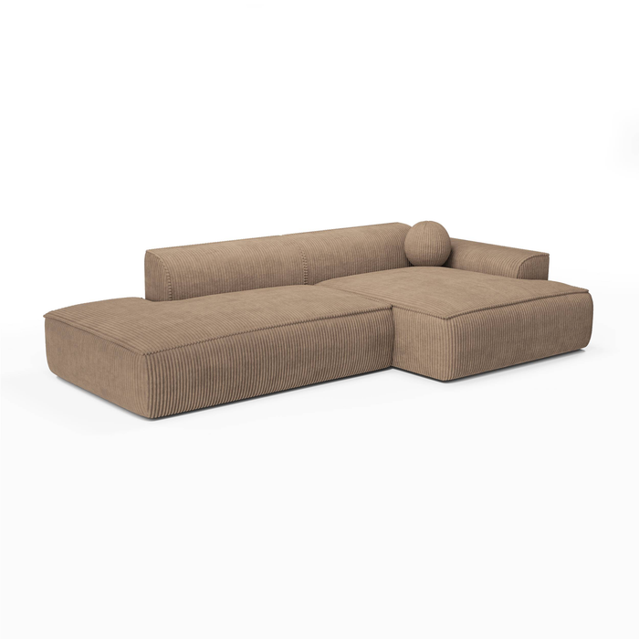300cm taupe corduroy rechthoekige sofa