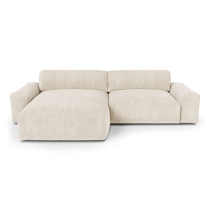 Sofa linkerhoek fluweel crème 310cm