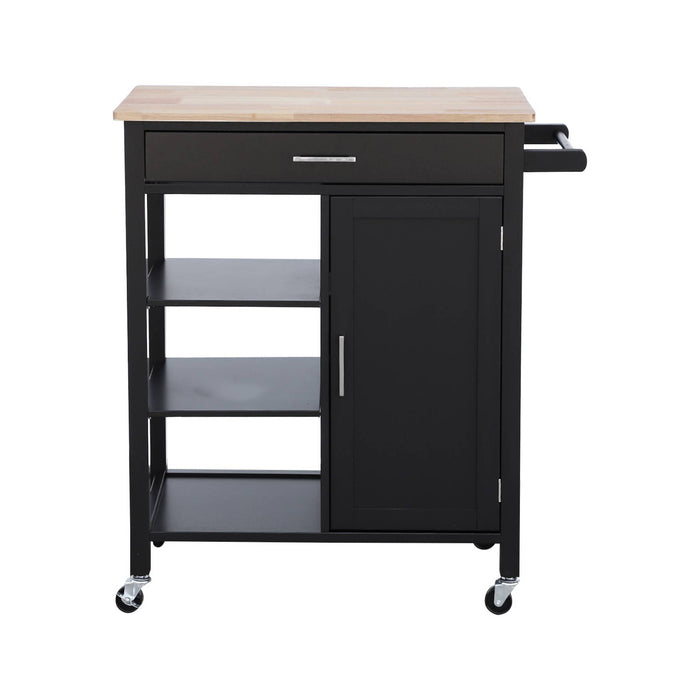 sweeek - keukentrolley van rubberhout met handvat