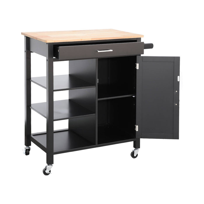 sweeek - keukentrolley van rubberhout met handvat