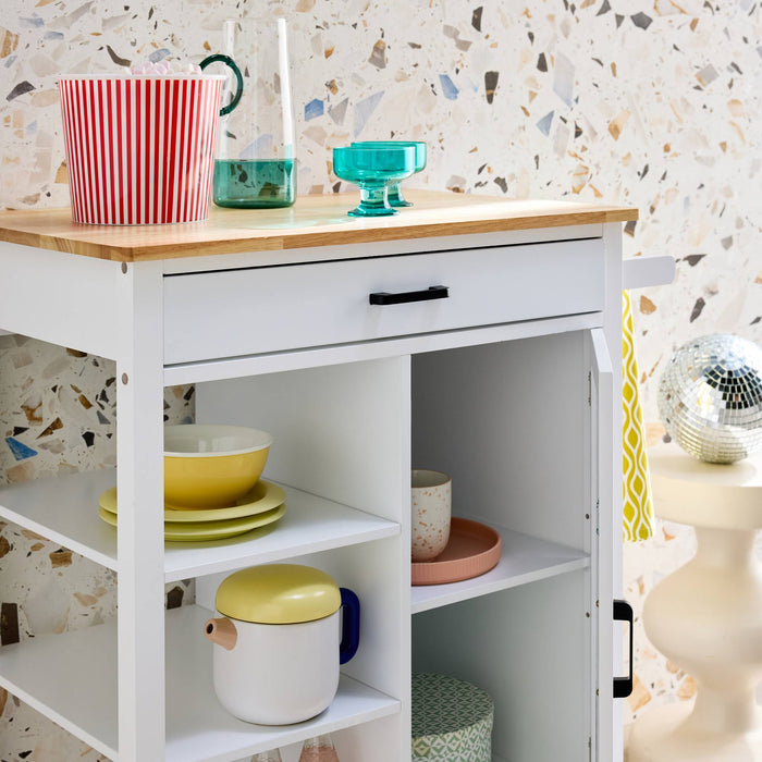 sweeek - keukentrolley van rubberhout met handvat