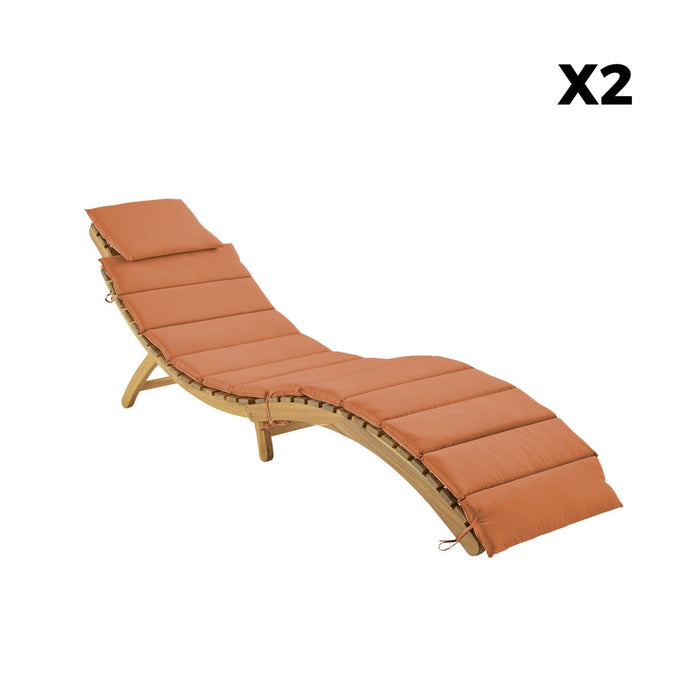 sweeek - Set van 2 acaciahouten ligstoelen