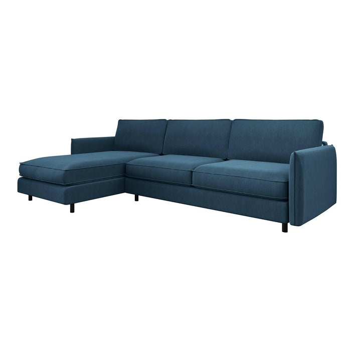 Slaapbank links hoekmatras blauw grijs weef 140cm