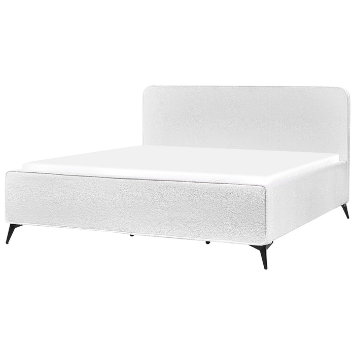 Beliani - VALOGNES - Bed - Gebroken wit - 180 x 200 cm - Bouclé