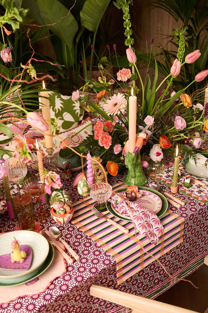 Sissy-Boy Donkerpaars tafelkleed met bloemenprint (140x220 cm)