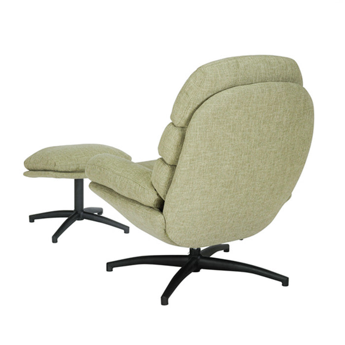Bronx71 Draaifauteuil met hocker Palma linnen olijfgroen