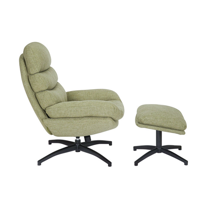 Bronx71 Draaifauteuil met hocker Palma linnen olijfgroen