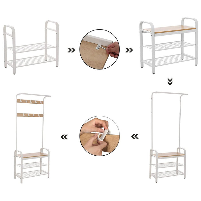 Parya Home - Kapstok - Schoenenrek - 9 Demonteerbare Haken