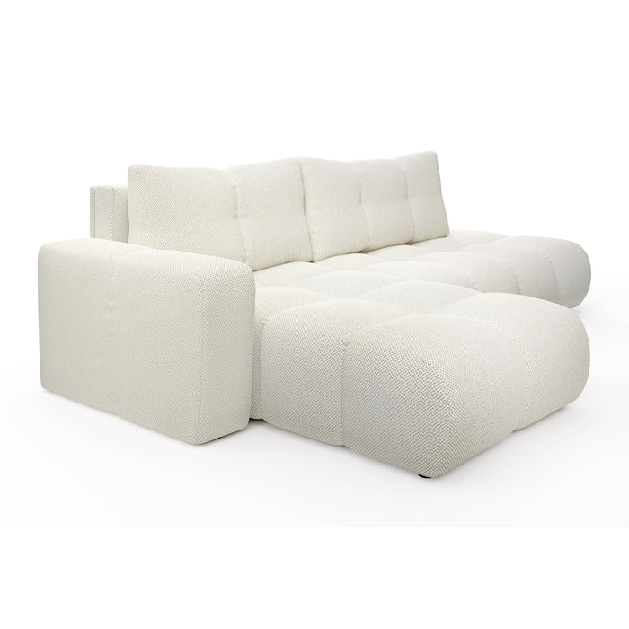 by fonQ Charme Hoekbank Links met Slaapfunctie - Weefstof - Ivoor