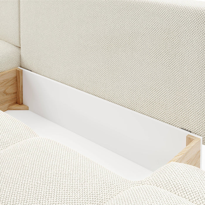 by fonQ Charme Hoekbank Links met Slaapfunctie - Weefstof - Ivoor