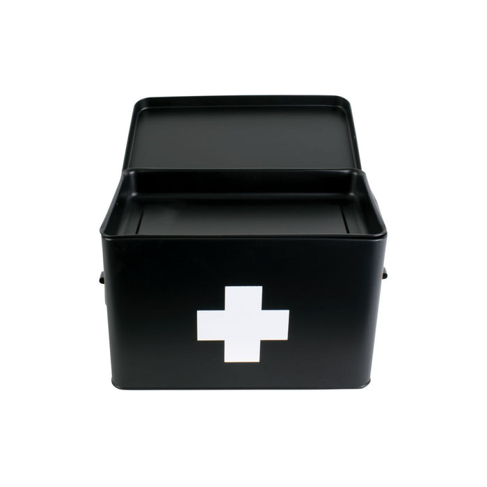 present time - Medicine storage box large metal matt black