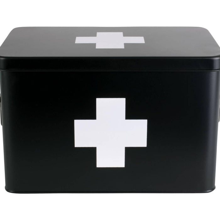 present time - Medicine storage box large metal matt black