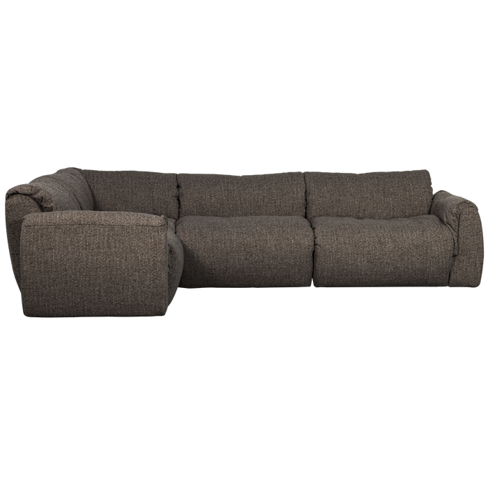 WOOOD Baggy Hoekbank Links - Geweven Stof - Warmgrijs Melange