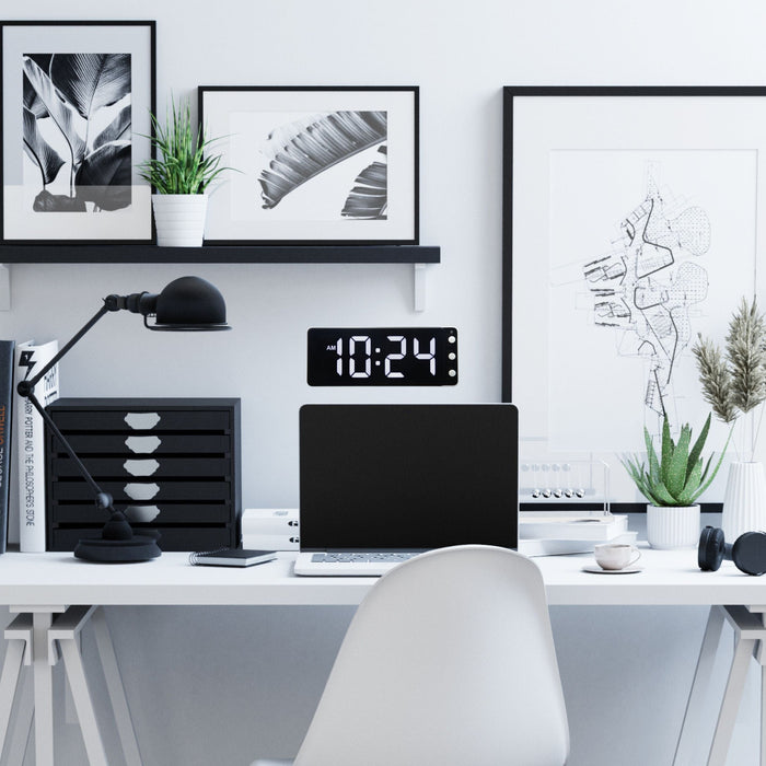 NeXtime - Tafel|Wandklok 27.2x10.8x3cm - LED - Wit - ABS - NeXtime