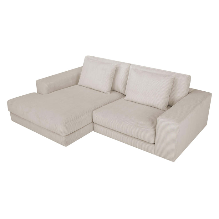 by fonQ Snug 2-zits Hoekbank met Chaise Longue Links - Crème
