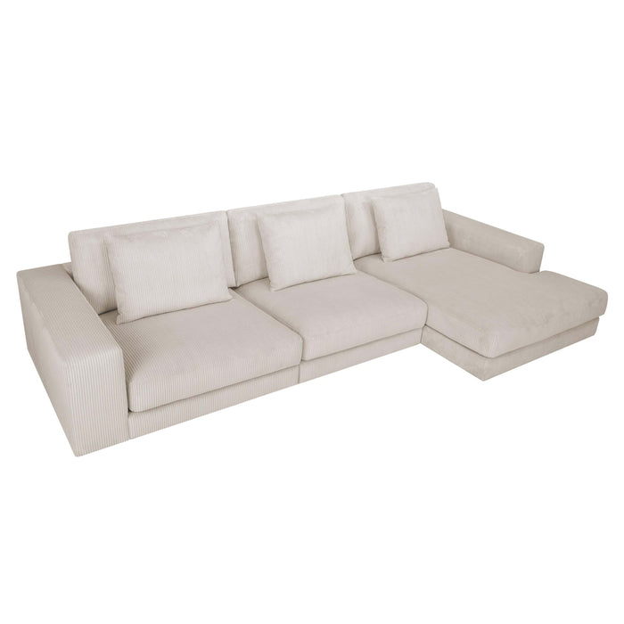 by fonQ Snug 3-zits Hoekbank met Chaise Longue Rechts - Crème