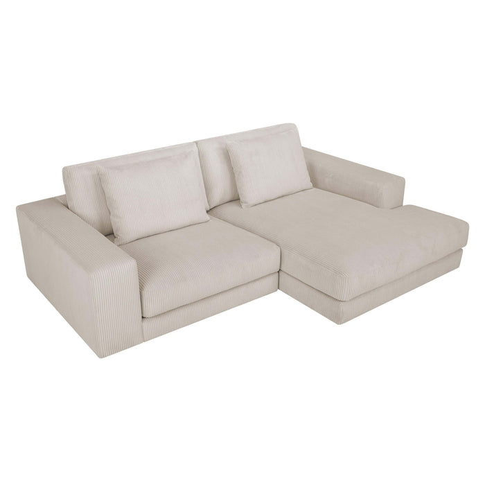 by fonQ Snug 2-zits Hoekbank met Chaise Longue Rechts - Crème